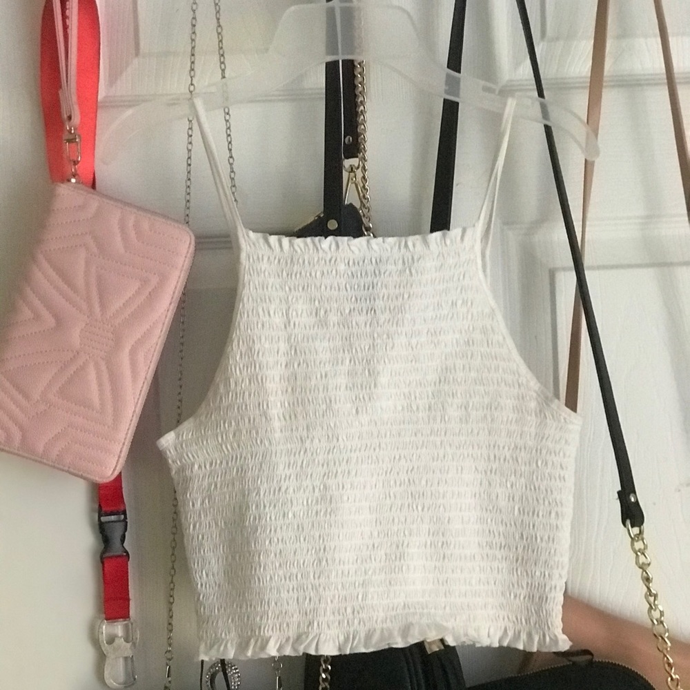 Cute white halter crop top